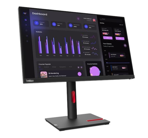 Lenovo ThinkVision T24i-30 - LED monitor - 23.8" - 1920 x 1080 Full HD (1080p) @ 60 Hz - IPS - 250 cd/m≤ - 1000:1 - 4 ms - HDMI, VGA, DisplayPort - raven black