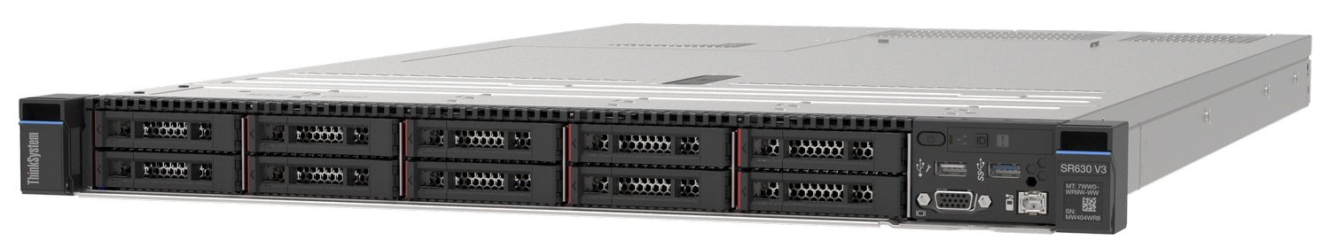 7D73A01JEA Lenovo ThinkSystem SR630 V3 7D73 - Server - rack-mountable - 1U - 2-way - 1 x Xeon Silver 4416+ / up to 3.9 GHz - RAM 64 GB - SAS - hot-swap 2.5" bay(s) - no HDD - AST2600 - no OS - monitor: none - Image 1