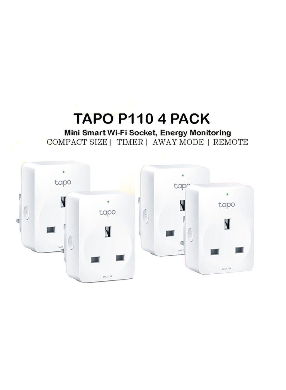 TAPO P110(4-PACK) Tapo P110 V1.2 - Smart plug - energy monitoring - wireless - 802.11b/g/n - 2.4 Ghz (pack of 4) - Image 1