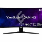 ViewSonic OMNI Gaming VX3418-2KPC - LED monitor - gaming - curved - 34" - 3440 x 1440 WQHD @ 144 Hz - MVA - 300 cd/m≤ - 4000:1 - 1 ms - 2xHDMI, 2xDisplayPort - speakers