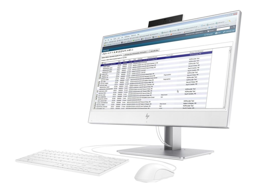 HP EliteOne 800 G5 - Healthcare Edition - all-in-one - Core i5 9500 / up to 4.4 GHz - vPro - RAM 8 GB - SSD 256 GB - NVMe, TLC - DVD-Writer - UHD Graphics 630 - Gigabit Ethernet - 802.11a/b/g/n/ac, Bluetooth 5.0 - Win 10 Pro 64-bit - monitor: LED 23.8" 1920 x 1080 (Full HD) touchscreen - keyboard: UK