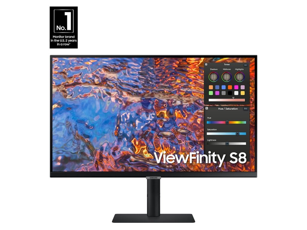 Samsung ViewFinity S8 S32B800PXP - S80PB Series - LED monitor - 32" - 3840 x 2160 4K @ 60 Hz - IPS - 350 cd/m≤ - 1000:1 - DisplayHDR 600 - 5 ms - HDMI, DisplayPort, USB-C - black