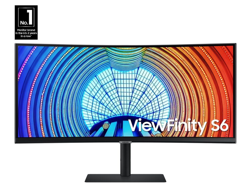 Samsung ViewFinity S6 S34A650UBU - S65UA Series - LED monitor - curved - 34" - 3440 x 1440 UWQHD @ 100 Hz - VA - 350 cd/m≤ - 4000:1 - HDR10 - 5 ms - HDMI, DisplayPort, USB-C - black