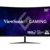 ViewSonic VX3218C-2K - LED monitor - gaming - curved - 32" (31.5" viewable) - 2560 x 1440 QHD @ 180 Hz - VA - 250 cd/m≤ - 3500:1 - HDR10 - 1 ms - 2xHDMI, DisplayPort - speakers